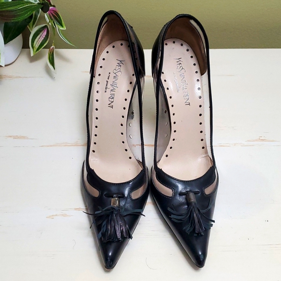 Yves Saint Laurent | Rive Gauche Black Leather Pumps With Tassels Sz 38